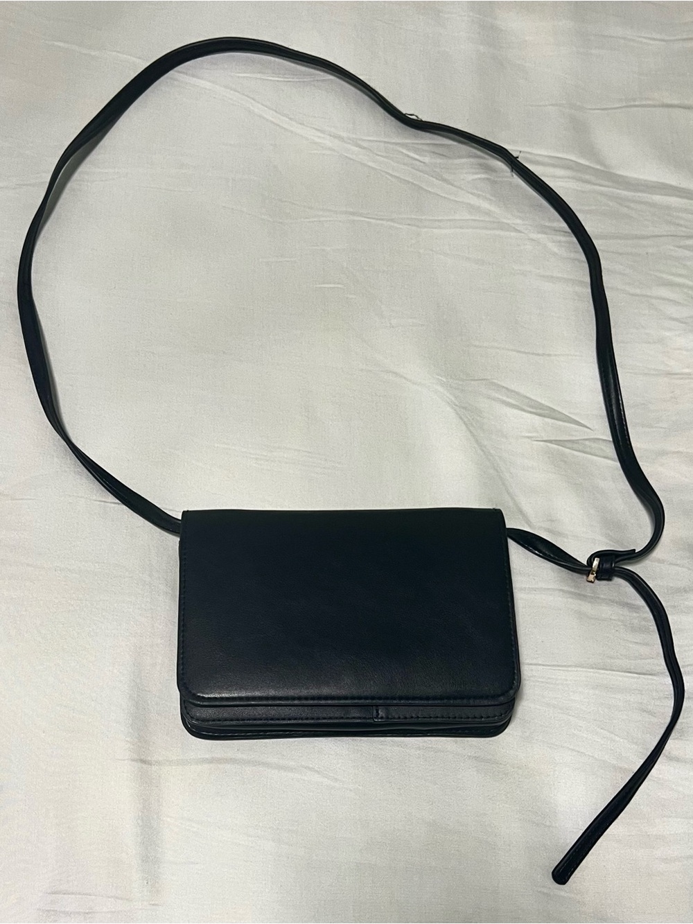 Small Faux Leather Black Crossbody Bag - A New Day